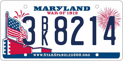 MD license plate 3BK8214
