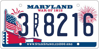 MD license plate 3BK8216