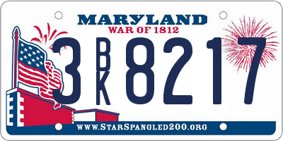 MD license plate 3BK8217