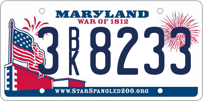 MD license plate 3BK8233