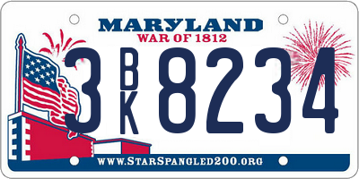 MD license plate 3BK8234