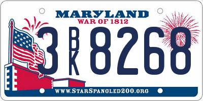 MD license plate 3BK8268