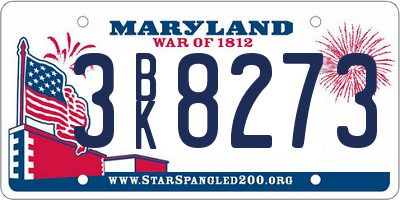 MD license plate 3BK8273