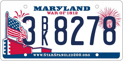 MD license plate 3BK8278