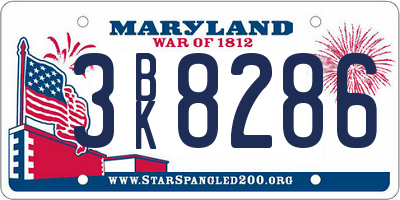 MD license plate 3BK8286
