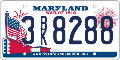 MD license plate 3BK8288