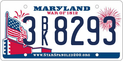 MD license plate 3BK8293