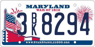MD license plate 3BK8294