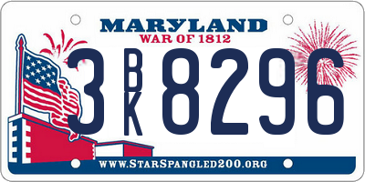 MD license plate 3BK8296