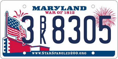MD license plate 3BK8305