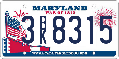 MD license plate 3BK8315