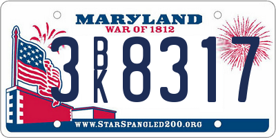 MD license plate 3BK8317