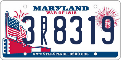 MD license plate 3BK8319