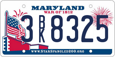 MD license plate 3BK8325