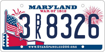 MD license plate 3BK8326