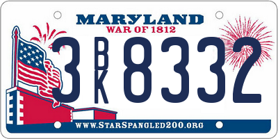 MD license plate 3BK8332