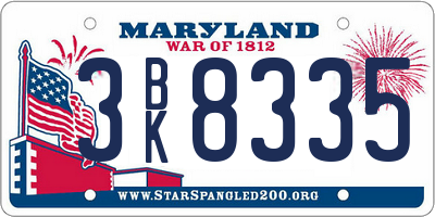 MD license plate 3BK8335