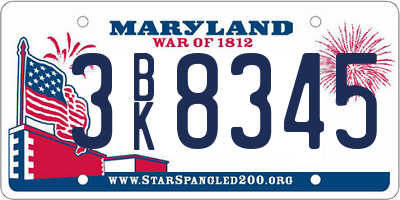 MD license plate 3BK8345