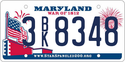 MD license plate 3BK8348