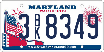MD license plate 3BK8349