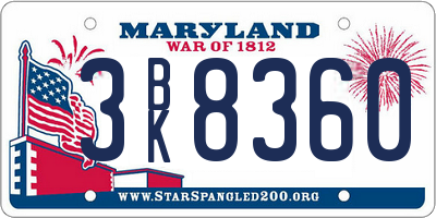 MD license plate 3BK8360