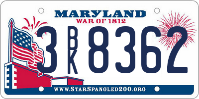 MD license plate 3BK8362