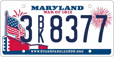 MD license plate 3BK8377