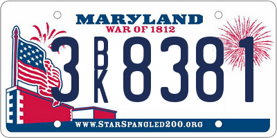 MD license plate 3BK8381