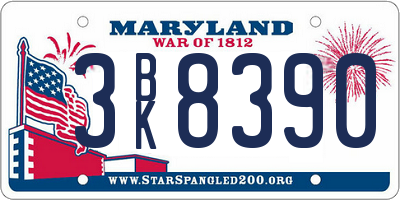 MD license plate 3BK8390