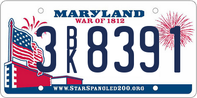 MD license plate 3BK8391