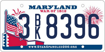 MD license plate 3BK8396