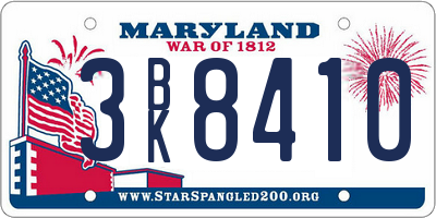 MD license plate 3BK8410