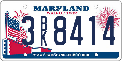 MD license plate 3BK8414