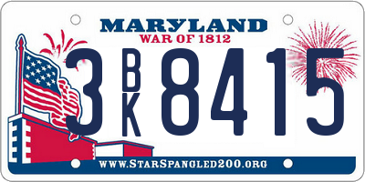 MD license plate 3BK8415