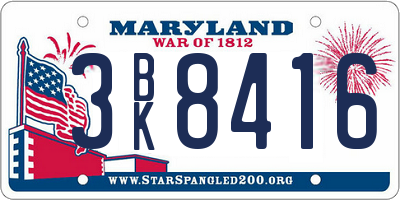 MD license plate 3BK8416
