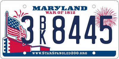 MD license plate 3BK8445