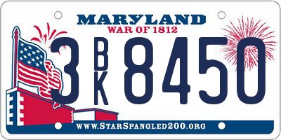 MD license plate 3BK8450
