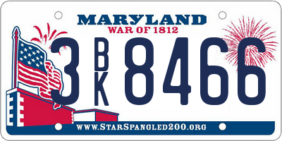 MD license plate 3BK8466