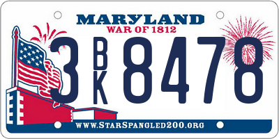MD license plate 3BK8478