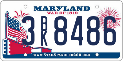 MD license plate 3BK8486
