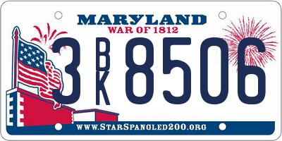 MD license plate 3BK8506