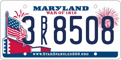 MD license plate 3BK8508