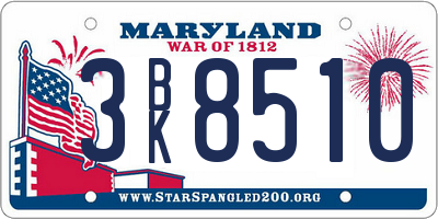 MD license plate 3BK8510