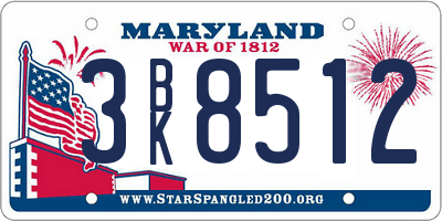 MD license plate 3BK8512
