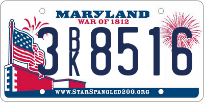 MD license plate 3BK8516