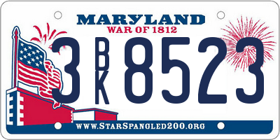 MD license plate 3BK8523