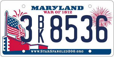 MD license plate 3BK8536