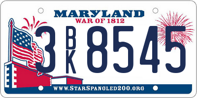 MD license plate 3BK8545