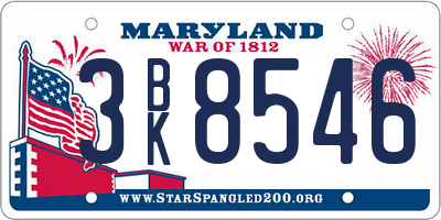 MD license plate 3BK8546
