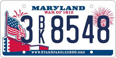 MD license plate 3BK8548